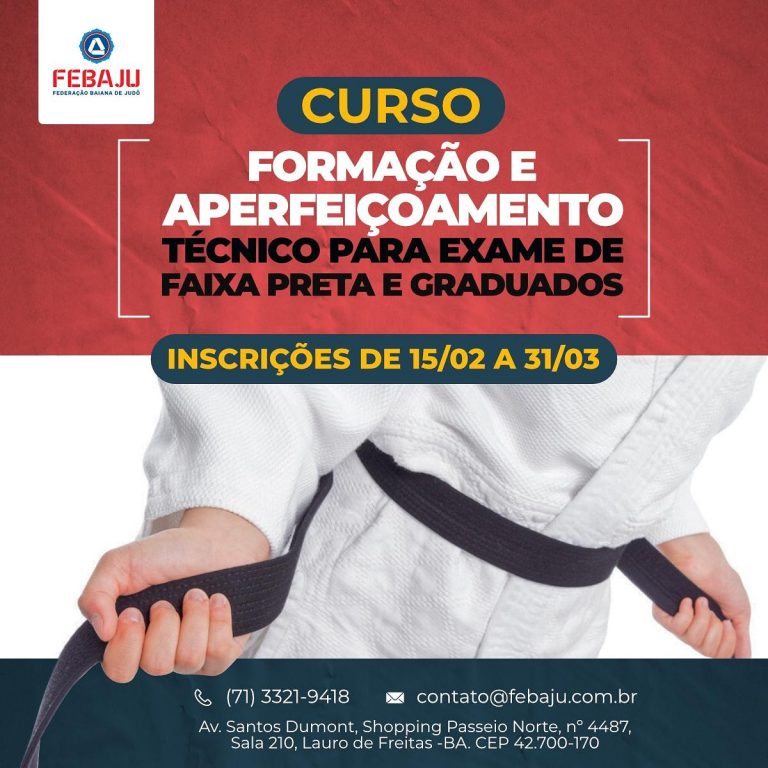 Febaju anuncia inscrição para Curso de Formação e Aperfeiçoamento Técnico para Exame de Faixa Preta e Graduados