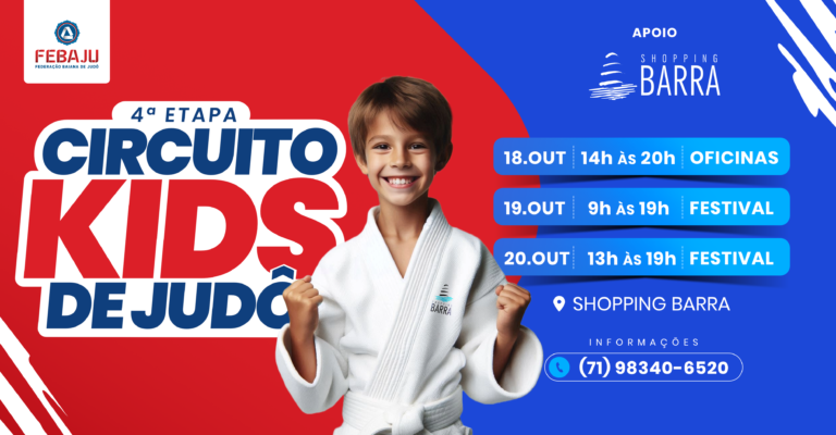 Inscrições para 4ª etapa do Circuito Kids de Judô no Shopping Barra encerram no dia 13 de outubro